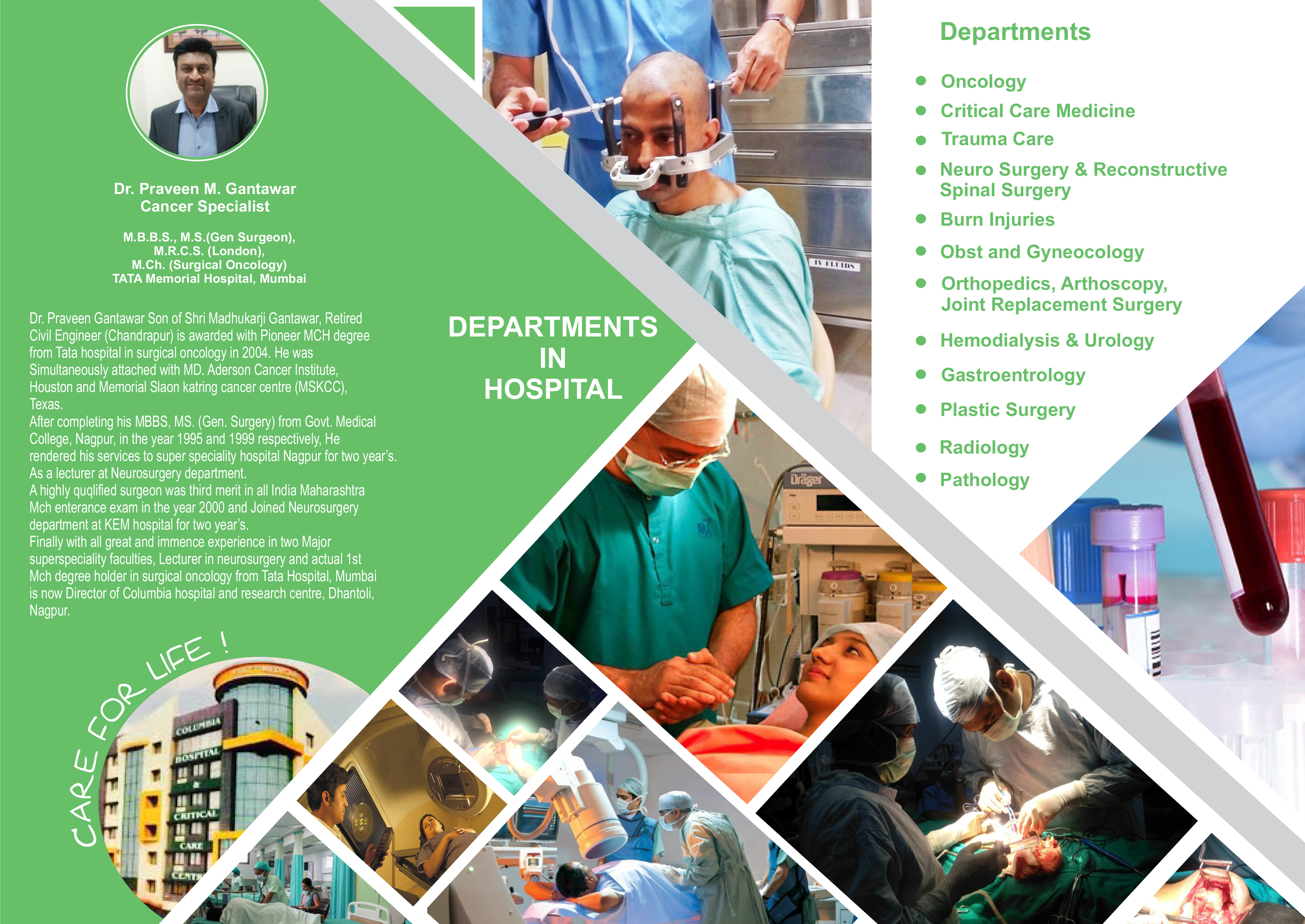 Hospital information folder — departments and director profile